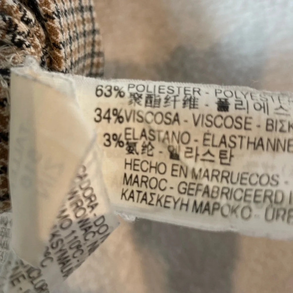 Zara Mini Plaid Beige Pattern Crop T-Shirt - Picture 6 of 8